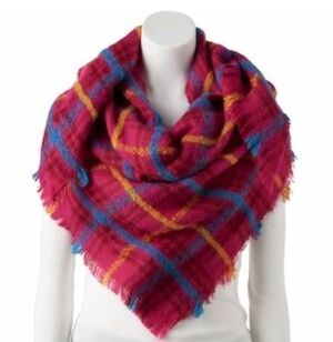 CANDIE'S Plaid Triangle Scarf (NWOT)